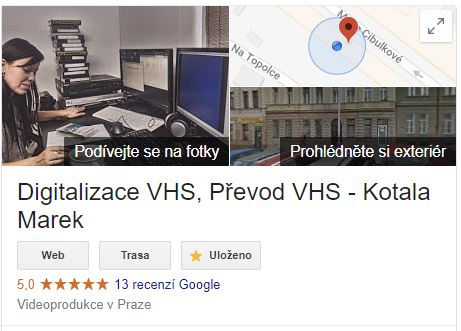 Hodnocení google.cz - VHS Převod Marek Kotala